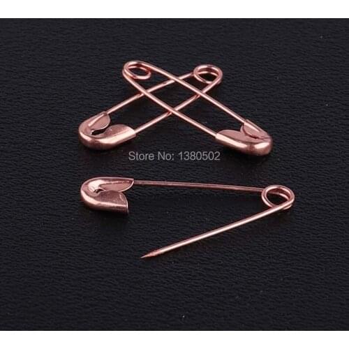100pcs Rose gold Safety Pins copper charming pins Shawl pins kilt pins Finding for label garment accessories 22*5mm