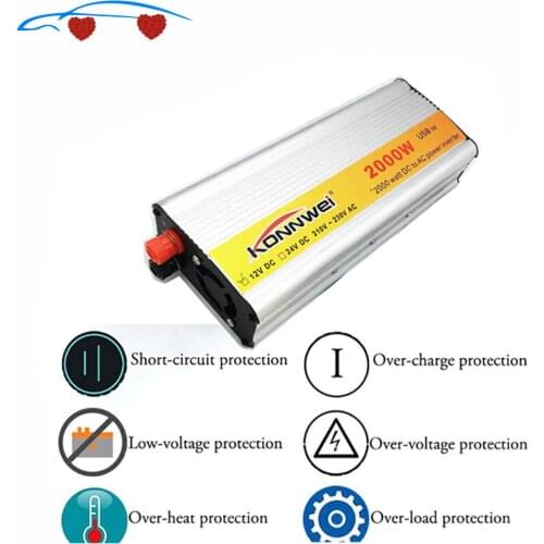 2020 Professional 2000W Car Inverter DC 12 V to AC 220 V Power Inverter Charger Transformer Vehicle Power Inverter Power Switch