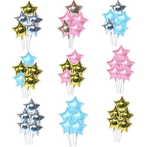 45*45 Cm PENTAGRAM 5 Pack Assorted Birthday Decoration Pink Gold Aluminum Foil Decoracion De Fiestas Y Eventos