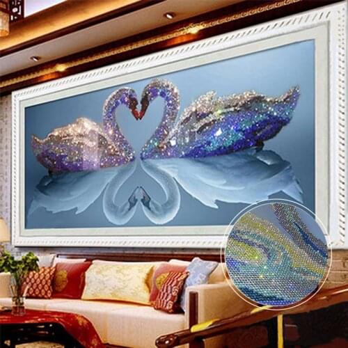 5d diy mosaic art needlework diamond painting swan rhinestone pasted cross stitch animal wedding diamond swans embroidery gifts