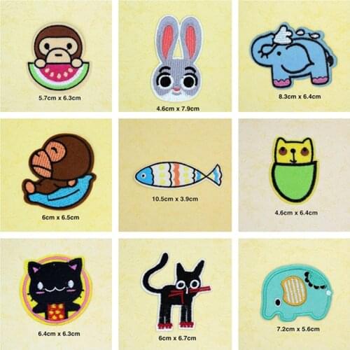 Monkey Cat Cartoon Patches Cap Shoe Iron On Embroidered Appliques DIY Apparel Accessories Patch For Clothing Fabric Badges BU32