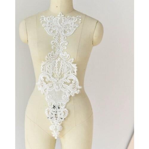 Applique Beaded 3D Flowers Diy Patch Lace Applique Sew On Patches Wedding Dress Decor Floral Patch Costumes