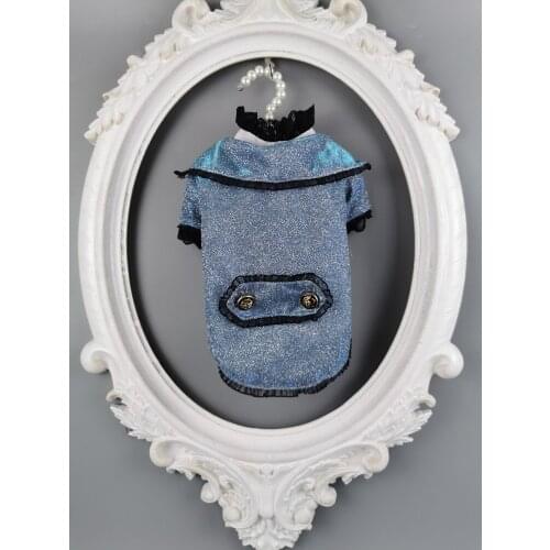 Free Shipping Handmade Dog Clothes Sparkle Fabric Lace Including Shirt Bow Tie Two-Piece Smart Dog Suit Cats Pets Clothes Poodle