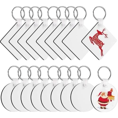 Sublimation Blank Keychain Thermal Transfer Keychain Double-sided Printing MDF Diy Blank Keychain with Key Ring for Gift