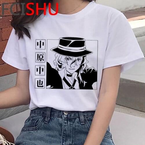 Bungou Stray Dogs summer top male japanese white t shirt casual harajuku graphic tees top tees streetwear tumblr