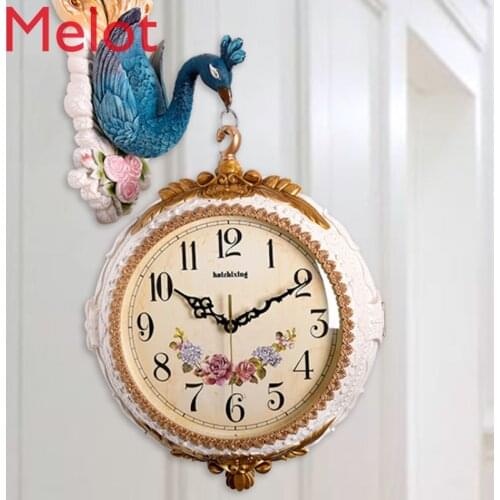 Clock Double-Sided Wall Clock Living Room Creative Home Retro Wall-Mounted Mute Large Personality Pocket Watch