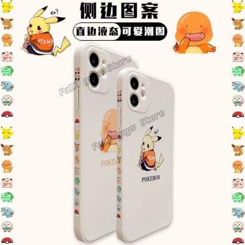Pokemon Phone Cases for IPhone 11 X XS XR 11Promax 12 6S 7 8 SE2020 Cute Pikachu Print Liquid Silica Gel Fashion Creative Design