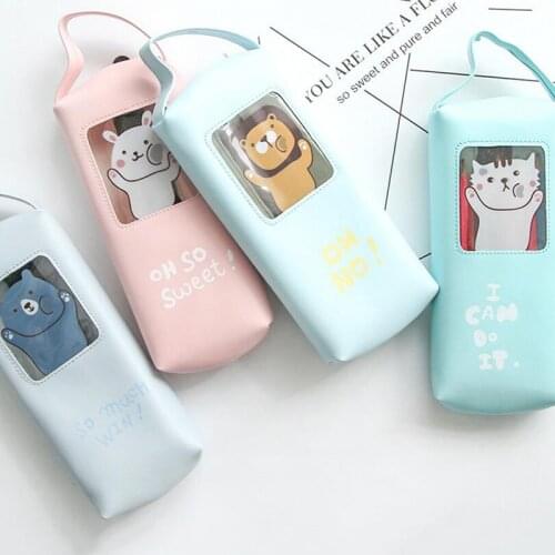 Oh So Sweet Window Animal PU Pencil Bag Stationery Storage Organizer Girls Pencil Case School Supply Student Prize
