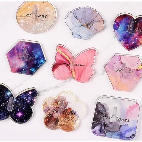 Colorful Resin Agate Nail Art Display Showing Shelf Board Nail Polish Drawing Holder Shelf Color Paint Palette Nail Art Display