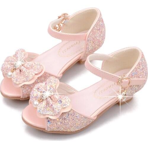 Childrens Shoes Princess Childrens Shoes Womens Shoes Shining Bow Dress Party Party Childrens Wear High Heels Childrens