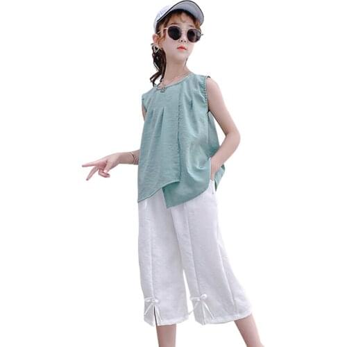 Kids Clothes Girls Solid Vest + Short Girls Outfits Summer Clothes For Teenage Girls Casual Style Childrens Clothes Girl
