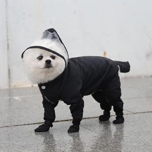 Pet Dog Raincoat with Rain Boots Cat Small Dog Waterproof Jumpsuit Overalls Clothes Poodle Pomeranian Puppy Rain Dog Hooded Coat