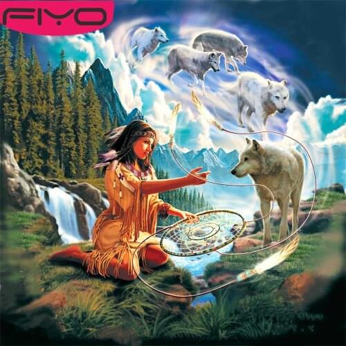 FIYO Full Dill Square Wolf Diamond Painting Picture Of Rhinestone 5D DIY Girl Diamond Embroidery Mosaic Animal Home Decor Gift