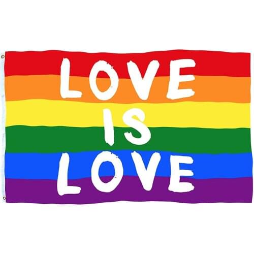Love Is Love Flag Gay Pride Rainbow Banner 3x5 Ft LGBT Lesbian Bisexual Vivid Color & Brass Grommets Indoor Outdoor Decoration