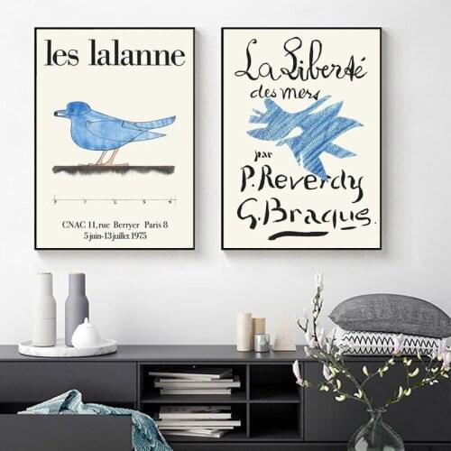 Blue Bird Painting by Les Lalanne on Canvas Painting La liberte Vintage Exhibition Posters and Prints Gallery Wall Art Pictures