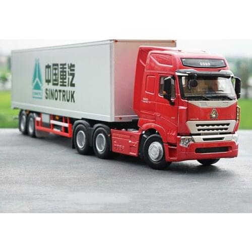 Diecast 1:36 Scale Original SINOTRUK HOWO A7 T7H Tractor Container Truck Alloy Car Model Mental Boys Toys Collection Gifts Show