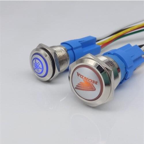 1pcs Special symbol 16mm metal button switch press button self reset lock flat head instantaneous with indicator light