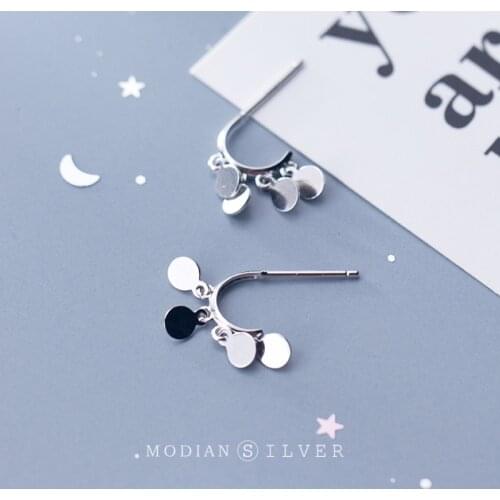 Modian Fashion Swing Classic 925 Sterling Silver Sparkling Stud Earrings For Women Exquisite Sterling Silver Fine Jewelry
