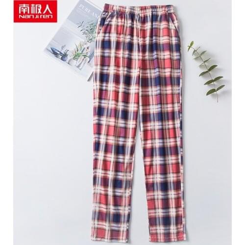 Nanjiren mens Pajama Sleepwear Pants mens Bottoms Casual Home Trousers Thin 100% Cotton Anti-mosquito Pajamas Pants