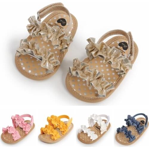 0-18M Newborn Infant Baby Girl Princess Sandals Ruffle Prewalker Summer Toddler Soft Crib Walkers Shoes