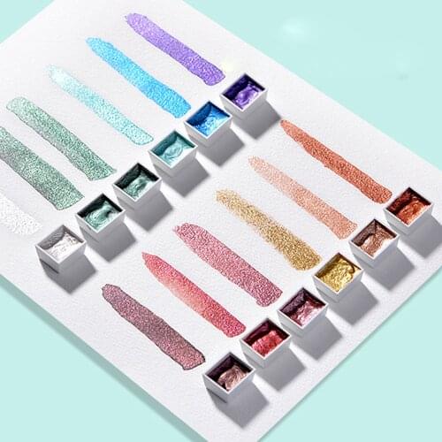 12Color Metallic Watercolor Paint Set Gold Paint Watercolors Water Brush for Painting Water Color Pigment Art Supplies