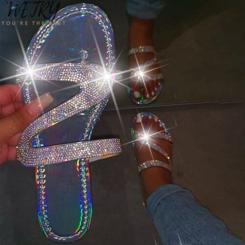 IN 2020 new sandals women bright diamond casual outdoor travel flip flop beach shoes non-slip durable slippers