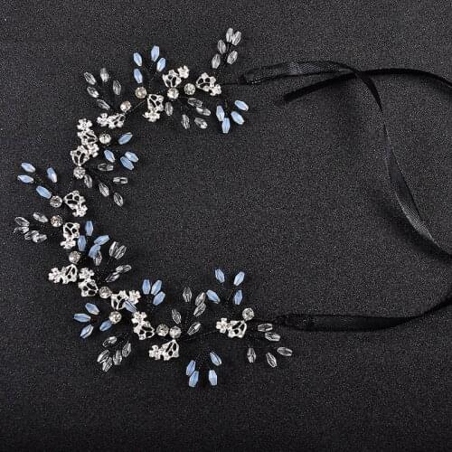 Black Color Rhinestone Headbands Women Hair Jewelry Accessories Wedding Bridal Vine Ribbon Hairbands Head Decoration Ornament