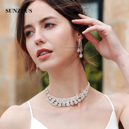 Necklace and Earring 2 Pieces Wedding Jewelry Set for Bridal Asymmetrical Necklace Shape Women Party Gothic Accessories NC09