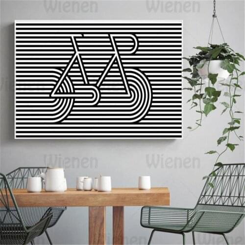 Nordic Poster Black and White Line Bicycle Draw Wall Pictures for Living Room Scandinavia Home Decor Bike Big Poster HD Printing