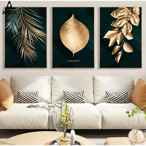 Golden Leaves Posters & Prints Tropical Plants Wall Art Canvas Painting Botanical Modern Picture Living Room Bedroom Home Decor