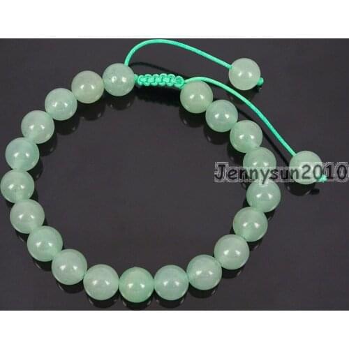 Handmade 8mm Adjustable Natural Green Aventurine Gems Stone Round Beads Bracelet Healing Reiki 5Strands/Pack