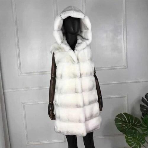 Rabbit fur vest real fur natural sleeveless With hood rabbit fur coat New fashion in 2019
