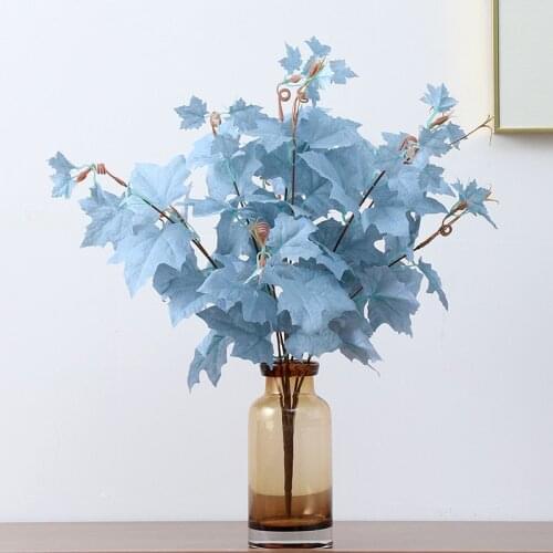 Blue wedding decor Outdoor artificial flowers Maple leaf Garden flores artificiales homewall decor decorations home Decor