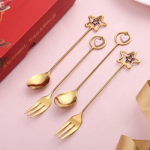 Wedding creative gift Star Pendant spoon girl heart shaped coffee stirred milk tea spoon wedding birthday companion gift
