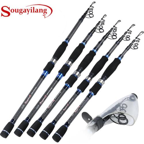 Sougayilang 1.8-3M Telescopic Fishing Rod Ultralight Carbon Portable Travel Spinning Fishing Pole Lure Rod Fishing Tackle Pesce
