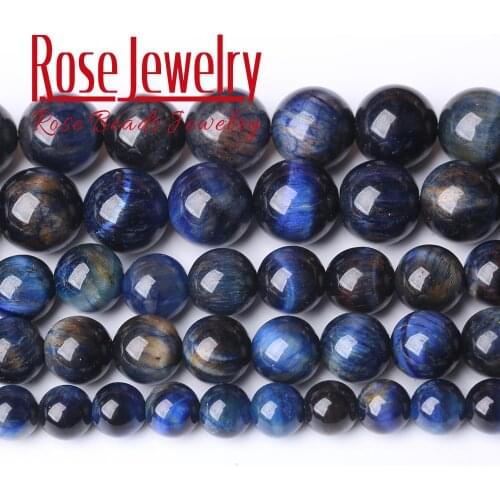 Tiger Eye Stone Natural Stone Lapis Blue Round Beads Space Loose Beads For Jewelry Making 6/8/10/12 mm Bracelet 15'' Wholesale