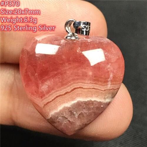Top Natural Heart Red Rhodochrosite Crystal Pendant Jewelry For Woman Man Gift Luck Reiki Healing Beads Silver Gemstone AAAAA