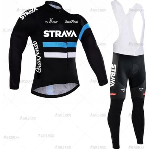 STRAVA Cycling Jersey Set 2021 Autumn Bike Team Racing Clothes Long Sleeve Bicycle Garment MTB Road Bike Breathable Sportswear