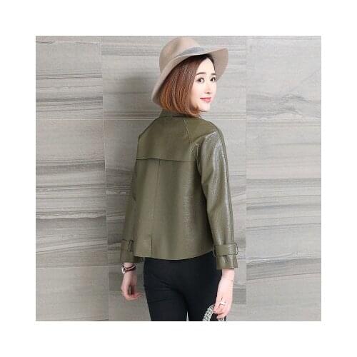 Spring Women Genuine Real Sheep Leather Jacket R4499