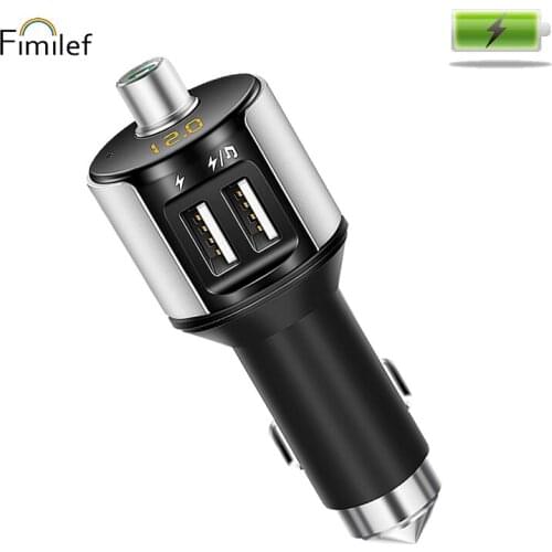 Fimilef High Quality Bluetooth Car Charger Quick Charge 3.0 Dual USB Mobile Phone Fast Charging Phone Lighter DC 12-24V Adapter