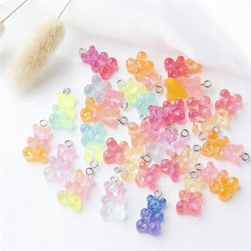 YEYULIN 100 Pcs Candy Bear Cute Resin Charms DIY Patch Findings Gummy Earrings Keychain Necklace Pendant Jewelry Decor Accessory