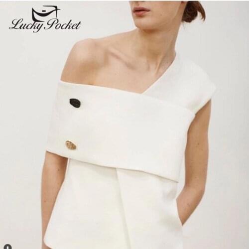 Women Summer Fashion Solid Color One Shoulder T-Shirt Female New White Elegant Slim Tees Ladies Casual Brand Black Tops ML116