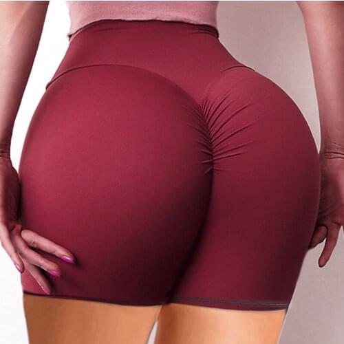 Womens yoga shorts workout tights hips sexy high waist folds sports three-quarter pants fitness dance home womens leggings
