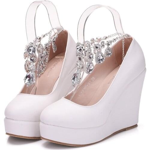 Women pumps shoes women platform high heel shoes Pointed Toe Wedges 10.8CM Wedding Shoes Party