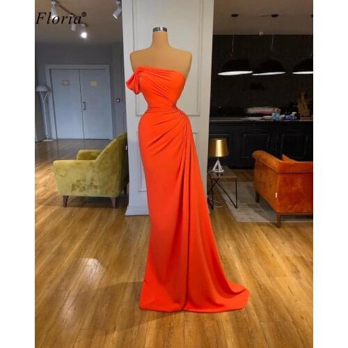 Simple Design Mermaid Prom Dresses 2020 Long Strapless Dubai Evening Dresses Women Party Night Arabic Cocktail Gowns Robes