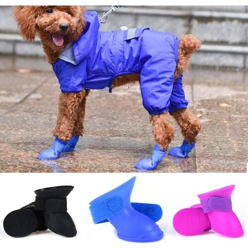 1 Pair Cute Rain Snow Boots Little Pet Dog Puppy Shoes Booties Candy Colors Rubber Waterproof Anti-Slip FPing
