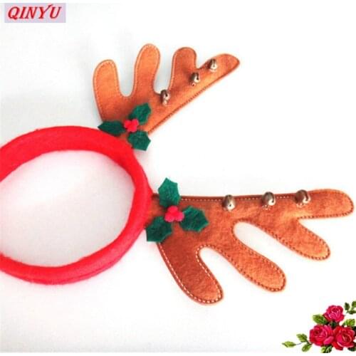 1pcs Small Bell Leaves Antlers Headband Christmas Head Hoop Xmas Decoration Accessories Head Decor Gifts 6ZHH098