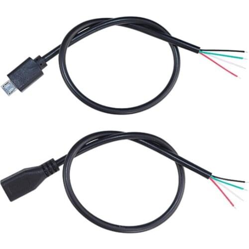 2PIN 4PIN 30cm Male Female DIY Micro USB Welding Type Jack Connector with Cable