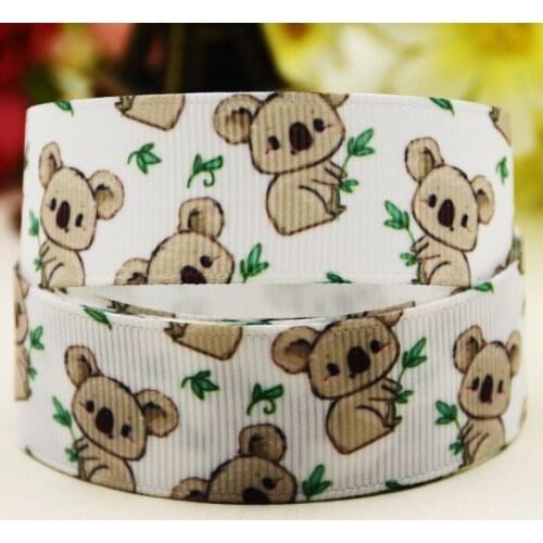22mm 25mm 38mm 75mm koala Cartoon printed Grosgrain Ribbon party decoration 10 Yards X-03807