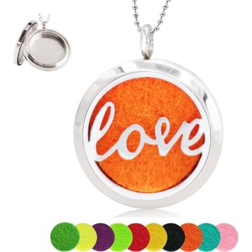 Multiple option Love 30mm Aroma Locket Twist screw Hollow Out Diffuser Locket 316L Stainless Steel perfume pendant with 10 Pads